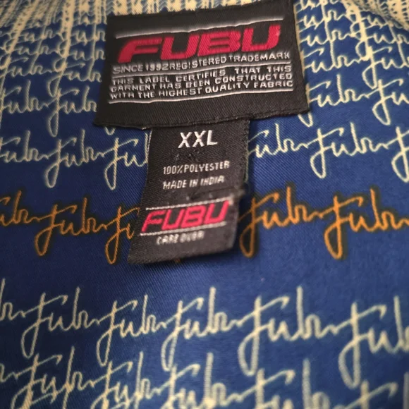 FUBU Blue and Yellow Casual Button Down Shirt - Picture 5 of 5